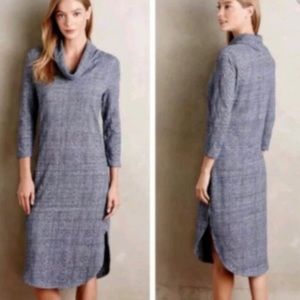 Saturday Sunday Anthro Casual Textured Blue Cowl Sweater Dress XS